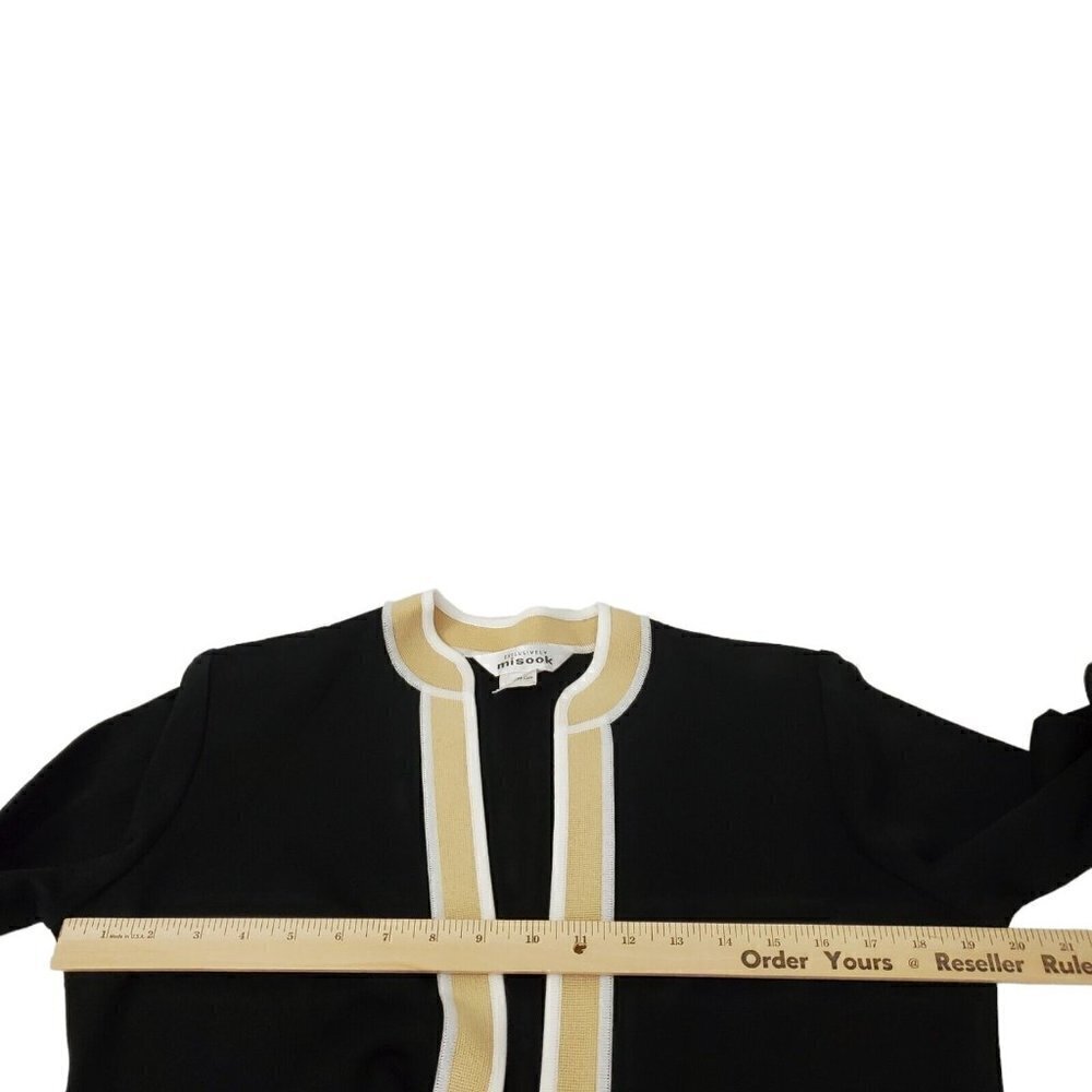 Exclusively Misook Cardigan XS Black Open Front Knit Acrylic Classic Pockets - Picture 8 of 10